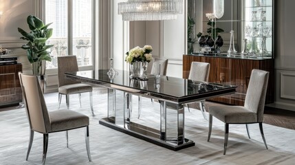 Luxurious Dining Room Interior with Modern Design and Elegant Furniture