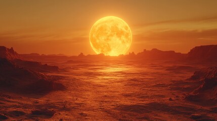 Desert Serenity: Moonlit Beauty in Arid Wilderness under Celestial Glow Reflecting Tranquility and Solitude