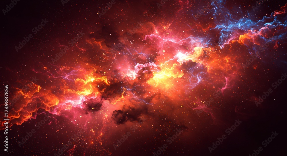 Wall mural abstract particle clouds with glowing and transparent elements