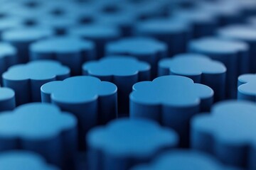 Fototapeta premium Abstract blue cloud shapes background for creative design, digital art, technology themes, ideal for web, presentations, and wallpapers