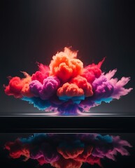 Abstract colorful smoke explosion with vivid pink, orange, and blue hues against a dark background. High-definition digital art showcasing motion, energy, and creativity.

