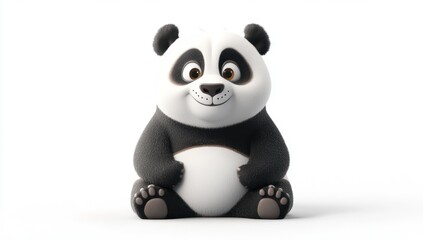 Naklejka premium Adorable cartoon panda bear sitting, isolated on white background.