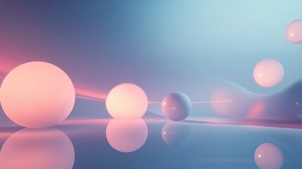 Pastel Spheres Reflecting in a Smooth Surface