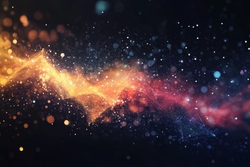 Fototapeta premium Abstract network of glowing particles connecting in a dark space