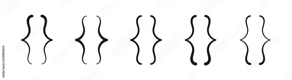 Poster text brackets. set of braces or curly brackets icons. bracket icon collection. typography brackets s