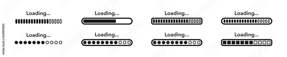 Poster loading icon set. set of loading bar. download progress icons. loading icons. load bar icons