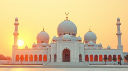 Obraz premium Majestic Mosque Sunset Breathtaking Uae Architecture Photo