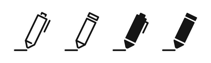 Pen icon set. Pen symbols. Vector illustration. Writing icons. Pen, pencil tool icon set vector illustration.