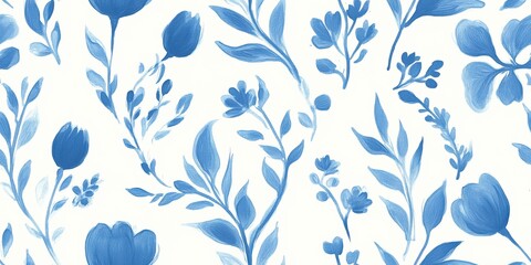 Seamless Blue Floral Pattern