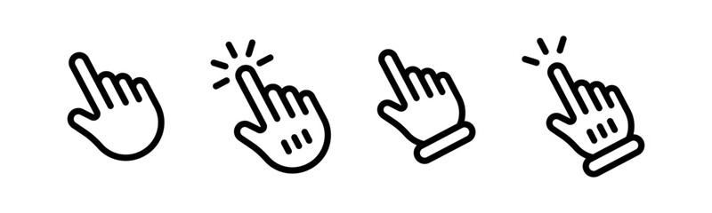 Obraz premium Hand cursor icons. Computer mouse click cursor. Click cursor icons. Cursor icon. Mouse click cursor