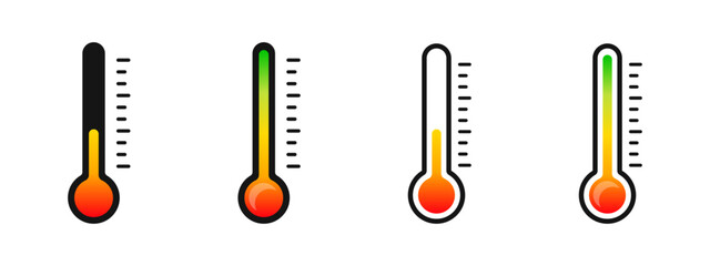 Temperature scales. Thermometer scales icons. Temperature thermometer