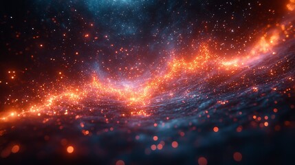 Fototapeta premium A bright orange and blue galaxy with a lot of stars and a lot of fire