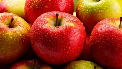 水滴がついた果物　りんご