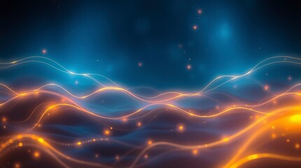 Abstract Glowing Waves Digital Art Background