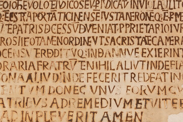Historic artefacts in the entrance portico of the Basilica of Sant' Ambrogio, Milan