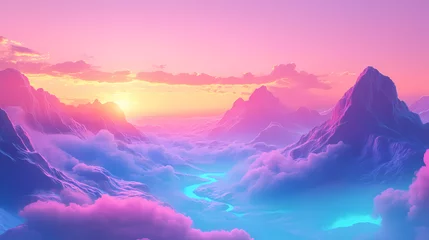 Fototapete Rund Stunning views breathtaking landscapes highlighted vibrant sunsets perfect travel inspiration, adventure, background, beauty, blue, cloudy, coastal. Phantom Landscapes. Illustration © Thiago