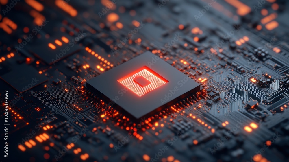 Poster illuminated central processing unit on circuit board