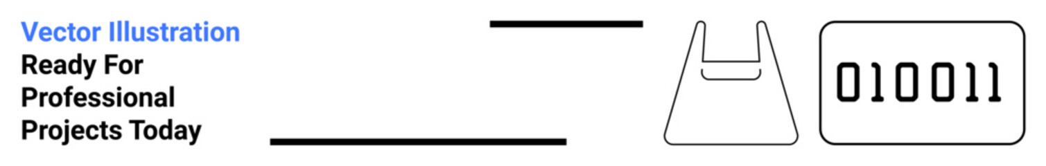 Minimalistic design with a barcode and shopping bag, highlighting commerce and digitalization. Ideal for retail, e-commerce, tech solutions, data management, consumer behavior, logistics, and flat