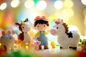 Fototapeta premium Colorful toy figures creating a playful scene together