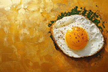 Perfectly cooked sunny side up egg on a golden surface