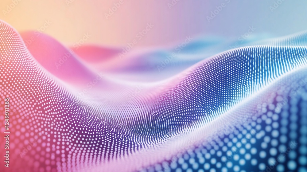 Poster abstract colorful wave of glowing particles.
