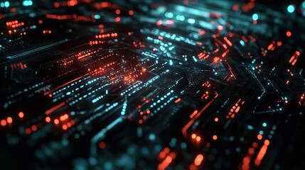 A digital hologram of virus, The futuristic dark background.