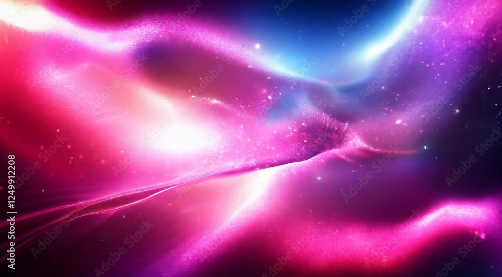 Poster a mesmerizing display of abstract light trails in vivid pink and purple colors, creating a dynamic a