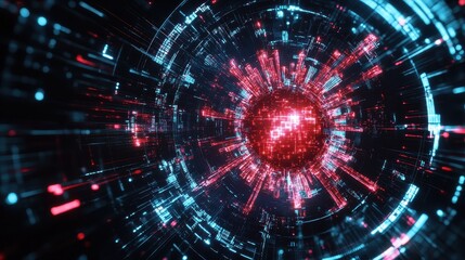 Obraz premium A digital hologram of virus, The futuristic dark background.