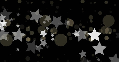 Fototapeta premium Image of white stars over light spots on black background