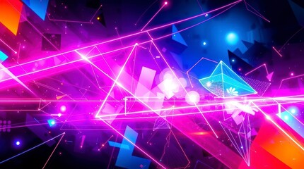 Abstract Neon Geometric Art Wallpaper Background