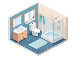 isometric view of a bathroom 