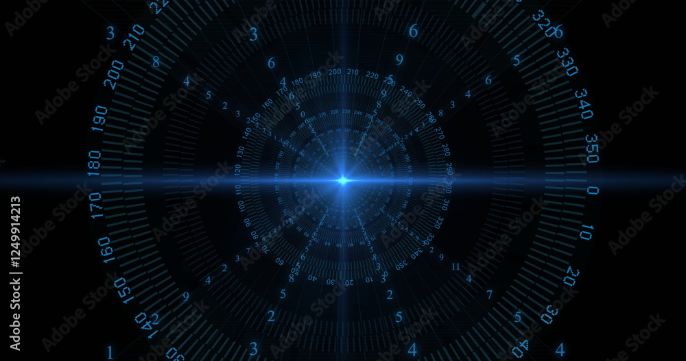 Aufkleber image of scope and data processing over black background
