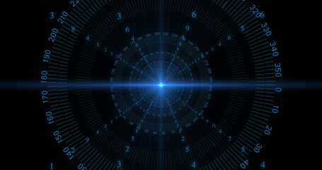 Image of scope and data processing over black background