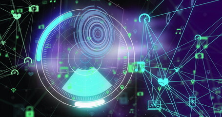 Image of scope scanning over connections with icons