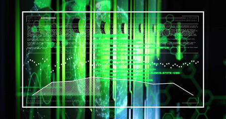 Image of data processing over computer servers background