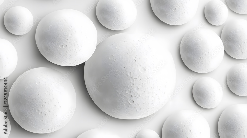 Aufkleber abstract composition of spherical shapes in varying sizes on a soft white background