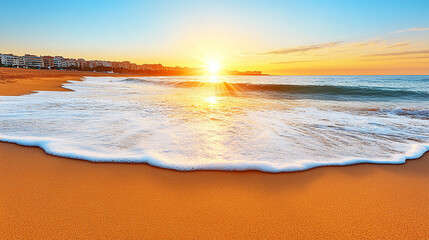 Unspoiled beaches with hidden gems, lush green hills, and crystal-clear waters create a tranquil escape. A modern, bright tone with a blurred background offers empty space for text or design.

