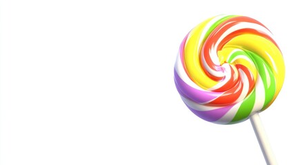 Colorful Swirled Lollipop on White Background