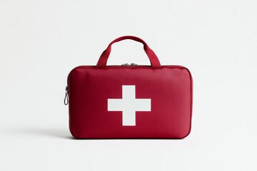 Red and white bag with a cross on it