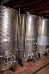 Visit of wine caves with steel tanks, wine making on bodegas wineries on volcanic soils of Mount...
