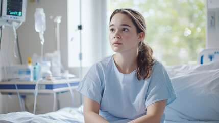 Obraz premium Hospital Room Reflection on Emotional Exhaustion and Isolation