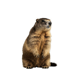 Fototapeta premium Groundhog Standing on Hind Legs Isolated on Transparent Background. PNG