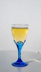 Tasting of riesling white wine on Moselle river valley in Luxembourg, wine tour and visiting caves
