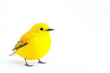 Yellow bird is standing on a white background