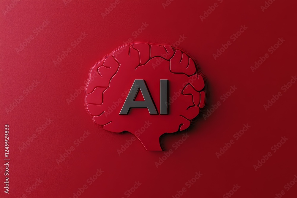 Poster red brain with the letters ai on it