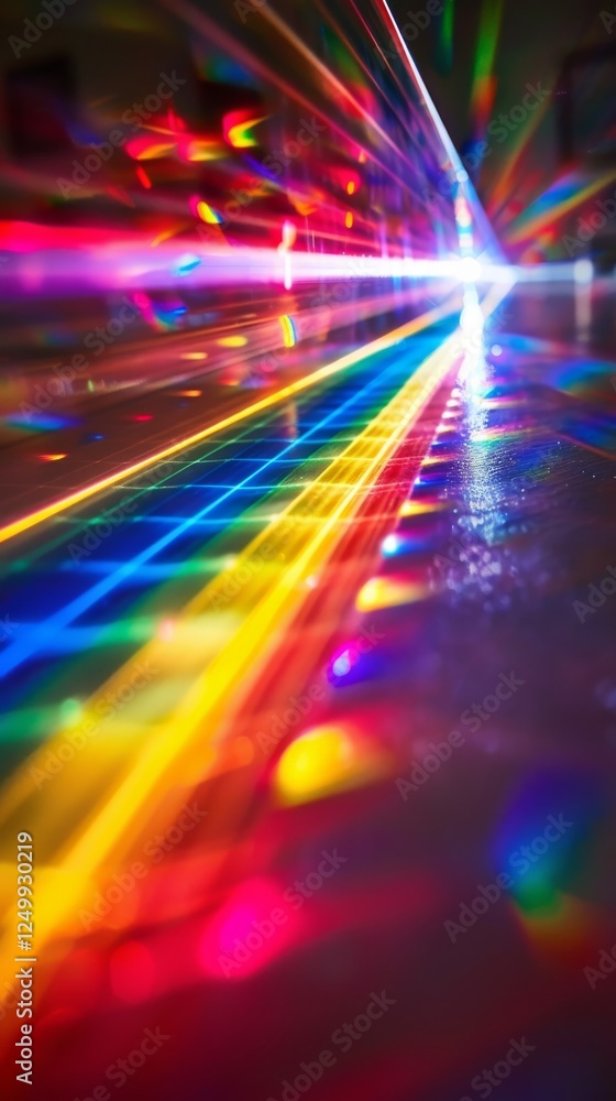 Poster illuminated flow: captivating abstract light waves on dark background evoking dynamic visual harmony
