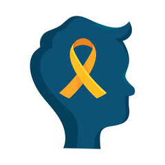 Silhouette with yellow ribbon illustration