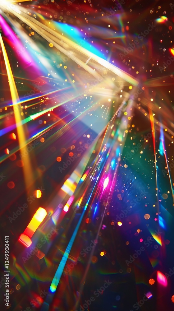 Poster luminous symphony: dynamic and ethereal waves of color dancing in darkness