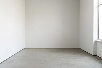 Minimalist Interior Space with Clean Lines, Natural Light and Concrete Floor