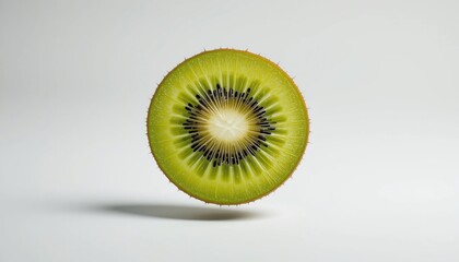 Fresh Sliced Kiwi Fruit Vibrant Green Close up Studio Shot Healthy Food